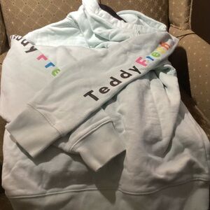 Teddy Fresh Light Blue Hoodie with Pink Accents